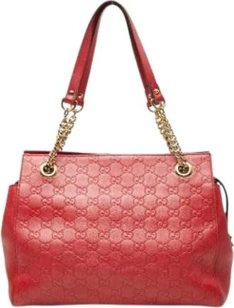 Gucci Pre-owned Handbags, female, Red, Size: ONE SIZE Pre-owned Vintage Tote Bag