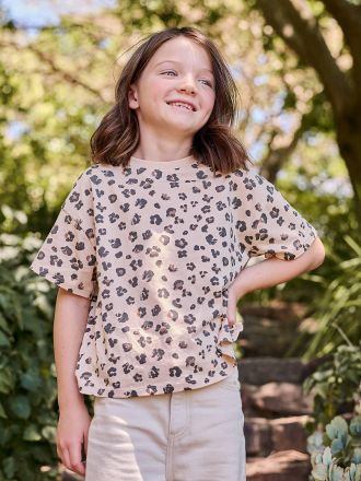 Vertbaudet Bedrucktes T-Shirt f&uuml;r M&auml;dchen sandfarben