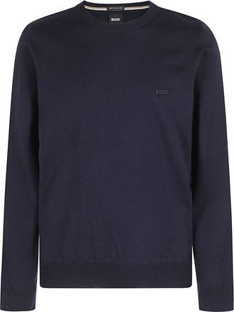 BOSS Botto Blue Stretch Virgin Wool Crewneck Sweater