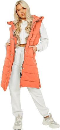 Janisramone Hooded Quilted Jacket Womens, Ladies Gilet Long Coat, Padded Sleeveless Hoodie Women, Puffer Long Jackets for Women UK with Pockets, Ladies Gilets as 