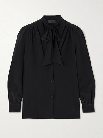 Nili Lotan Blusa In Cr&ecirc;pe De Chine Di Seta Con Collo Lavalli&egrave;re Colt - Nero