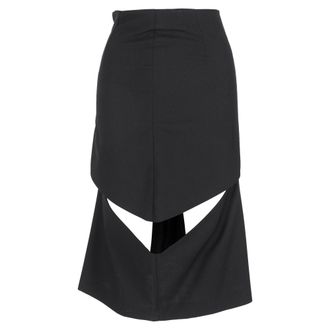 Maison Margiela Cutout Midi Skirt in Black Wool