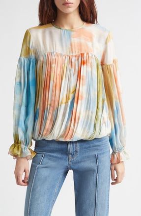 Ulla Johnson Pearl Abstract Print Silk Top in Western Dream at Nordstrom, Size 12
