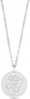 Allurez May Birth Flower Lily of the Valley Disc Pendant Necklace 14K White Gold