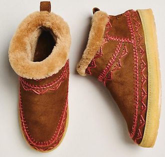 Laidbacklondon x Anthropologie Exclusive Embroidered Suede Ankle Boots