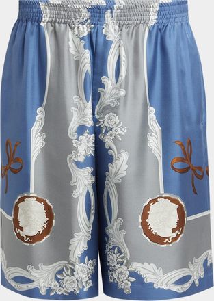 Versace Mens Medusa Cameo Silk Shorts