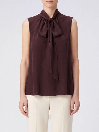 Forte_Forte Blusa smanicata in pura seta con collo a fusciacca