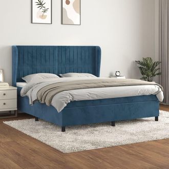 vidaXL Vidaxl - Cama Box Spring Con Colch&oacute;n Terciopelo Azul Oscuro 160x200 Cm