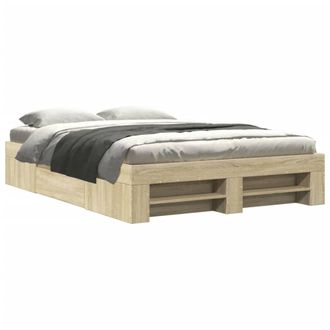 Berkfield Home Bed Frame without Mattress Sonoma Oak 120x200 cm Engineered Wood in Light Brown | Size: Small Double
