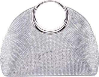 Nina Hannah Crystal Embellished Top Handle Bag in Silver at Nordstrom