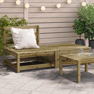 vidaXL Sof&aacute; De Jard&iacute;n Sin Reposabrazos Con Reposapi&eacute;s Madera De Pino Vidaxl
