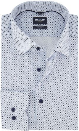 Olymp lichtblauw overhemd met print Olymp semi-wide collar normale fit