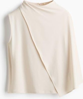H&M Cape-detail Cr&ecirc;pe Top in Cream at Nordstrom, Size X-Small