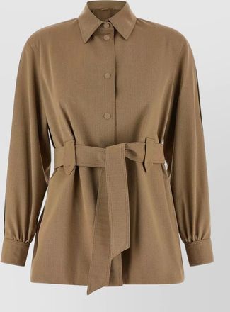 Max Mara virgin wool belted shirt jacket