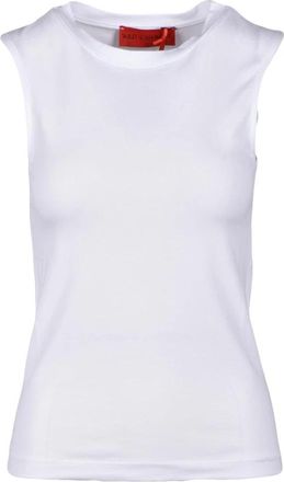 Wild Cashmere Zachte Cashmere Mix T-shirt - Dames - Tops zonder mouwen - Wit - S - Katoen - Tops