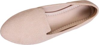 Generic Beige Women Velvet Loafers Slip On Suede Texture Flats Comfortable Casual
