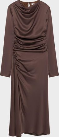 SIMKHAI Odessa Draped Long-Sleeve Midi Dress
