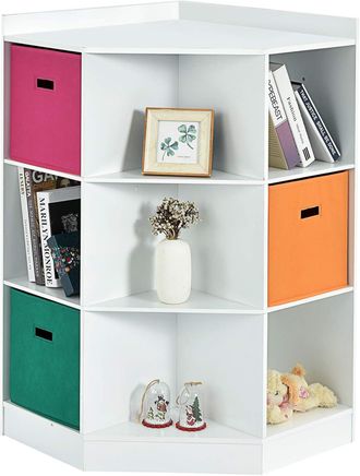 Costway Costway - Estanter&iacute;a Infantil Madera De 9 Cubos, 3 Cestas De Colores, Organizador De Juguetes Y Libros Para Ni&ntilde;os, 81 X 61 X 94 Cm (blanco)
