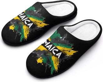 Generic Jamaica Jamaican Flag Slippers Men Winter Warm Cotton Anti-Slip Indoor Slip-Ons House Shoes