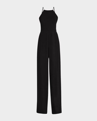 Black Halo Joaquin Wide-Leg Halter Jumpsuit