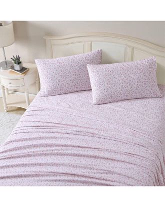 Laura Ashley Paisley Prance 4Pc Rose Sheet Set