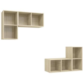 vidaXL Vidaxl - Muebles De Sal&oacute;n De Pared 4 Pzas Madera Ingenier&iacute;a Roble Sonoma