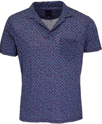Lords of Harlech Bobby Merino Wool Johnny Collar Polo in City Geo Plum at Nordstrom, Size X-Large