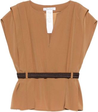 Max Mara Mxmabete Belted V-neck Top