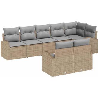 vidaXL Garden Sofa Set 8 pcs Beige and Light Grey Poly Rattan vidaXL