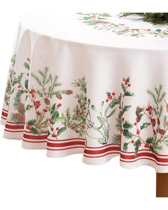 Elrene Winter Holiday Berry Fabric Tablecloth -Round
