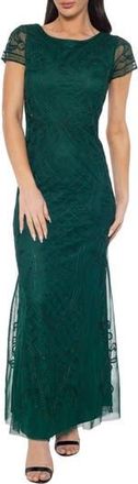 OLEG CASSINI Soutchae Mesh A-Line Gown in Hunter at Nordstrom Rack, Size X-Large