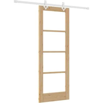 vidaXL Vidaxl - Puerta Corrediza Manual Marr&oacute;n 73.5 X 198.5 Cm Madera Y Metal