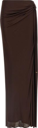 Elisabetta Franchi Brown Shiny viscose skirt