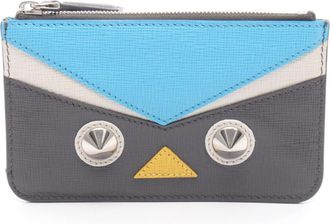 Fendi Blue Gray Multi-Color Leather Coin Purse/Coin Case (Pre-Owned)