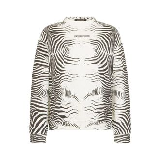 Roberto Cavalli Dames, Sweatshirts & Hoodies, Wit, Maat: XS Katoen