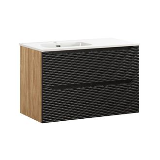Petits Meubles Mueble lavabo encastrado lado izquierdo 90cm estratificado negro beige