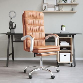 vidaXL Silla De Oficina Reclinable Cuero Sint&eacute;tico Marr&oacute;n Vidaxl