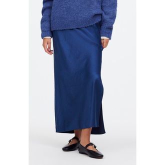 Madewell Satin Maxi Slip Skirt in Deep Cobalt at Nordstrom Rack, Size 12