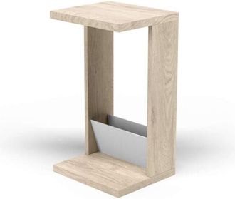 HERDASA Herdasa - Mesa velador 553 para salón acabado roble claro/blanco, 71 cm(alto)40 cm(ancho)35 cm(largo)