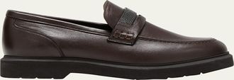 Brunello Cucinelli Leather Monili Penny Loafers