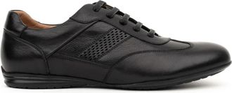 Sergio Moretti Casual Zwarte Leren Sneakers - Heren - Sneakers - Zwart - 45 EU - Leer - Schoenen