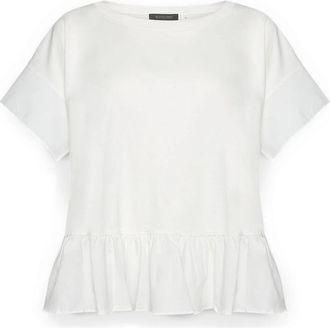 Elena Miro T-shirt met ruches - Dames - Blouses - Wit - 2XL - Katoen - Overhemden