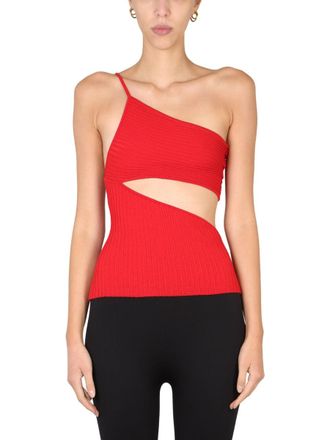 Andreadamo Asymmetrical One-Piece Top with Cut-Out Detail