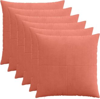 vidaXL Funda De Almohada 6 Pcs Almelo Rojo Naranja 55 X 55 Cm Pana Vidaxl