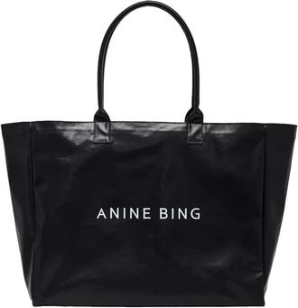 Anine Bing Leo Tote - Dames - Tassen - Zwart - Maat: ONE Size Katoen