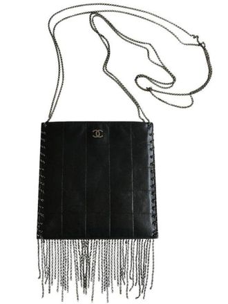 Chanel 2003 Choco Bar fringed crossbody bag - Black