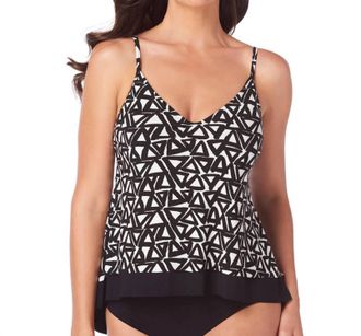 Magic Suit By Miraclesuit Bermuda Triangle Underwire Jolene Layered Tankini Top In Black White