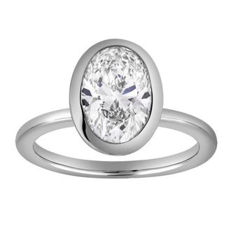 LuvMyJewelry Veradis 14K Gold 3.00 Ct Oval Lab Grown Diamond Engagement Ring in 14K White Gold at Nordstrom, Size 7