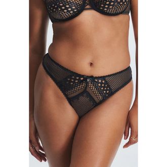 Savage x Fenty Starlet Nights Brazilian Briefs in Black Caviar/Black Foil at Nordstrom, Size Small