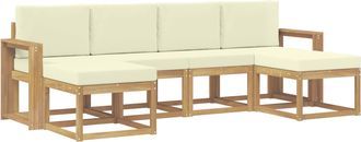 vidaXL Conjunto De Sof&aacute;s De Exterior 6 Uds. Blanco Y Crema Poli&eacute;ster Vidaxl